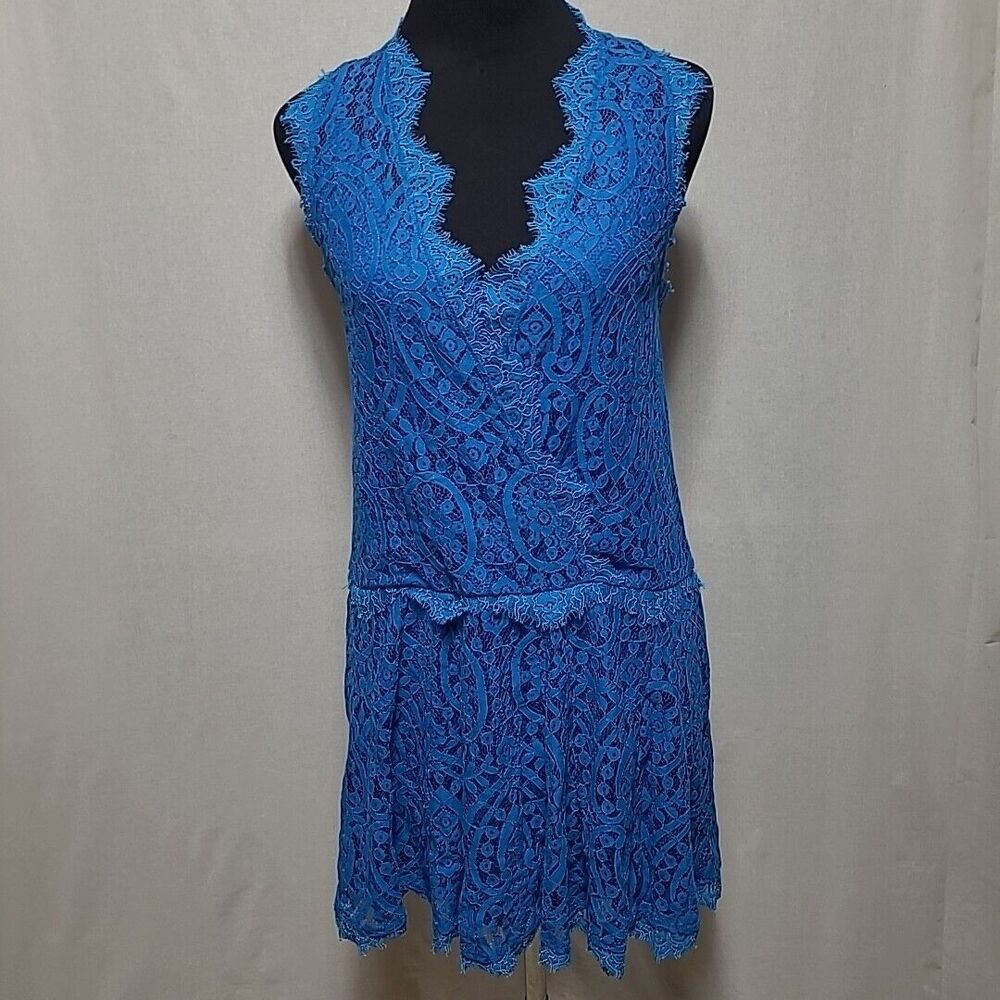 Free People Heart in Two Lace Mini Dress XS Deep Ocean Bright Blue NWT $108